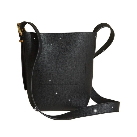 TTPD The Tortured Poets Department Black Faux Leather Bucket Bag Gold Logo - Picture 3 of 8